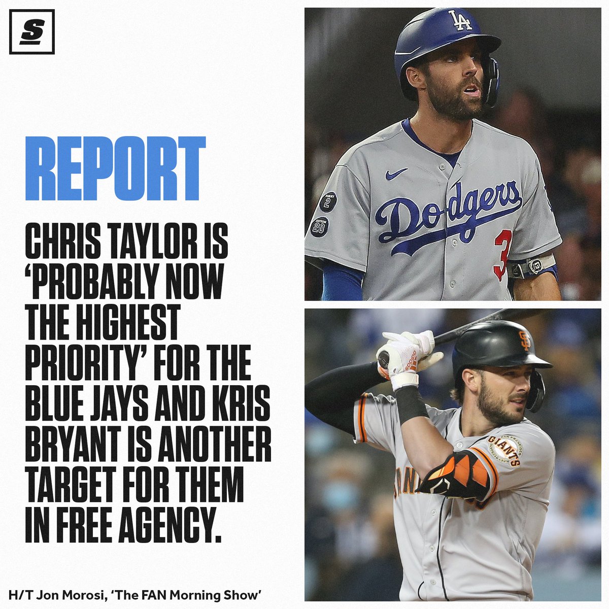 theScore's tweet photo. The Blue Jays reportedly have their eyes on Chris Taylor and Kris Bryant. 👀 https://t.co/faAKtE3e9I