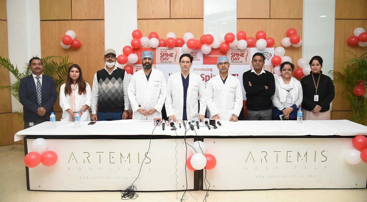 HospitalArtemis's tweet photo. On the occasion of #NeuroSpineDay 2021, #ArtemisHospitals organised a Media Interaction on 'Introduction of Digital Spine OT & Celebration of Neuro Spine Day 2021' on 30th November 2021 at Artemis Hospitals.
Here are a few glimpses-
#GetSpineActive #NeuroSpineDay2021 https://t.co/fxeztHzPPk