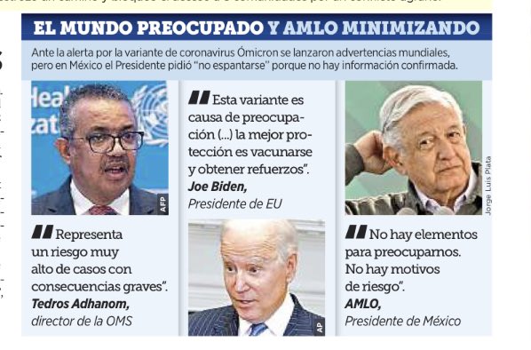 JLozanoA's tweet photo. Para variar: el mundo preocupado por Ómnicrom mientras al presidente de México le vale madres. Cuánta incompetencia e indolencia, caray. 

#FelizMartesATodos 
@Reforma https://t.co/YK0KwTQxLO