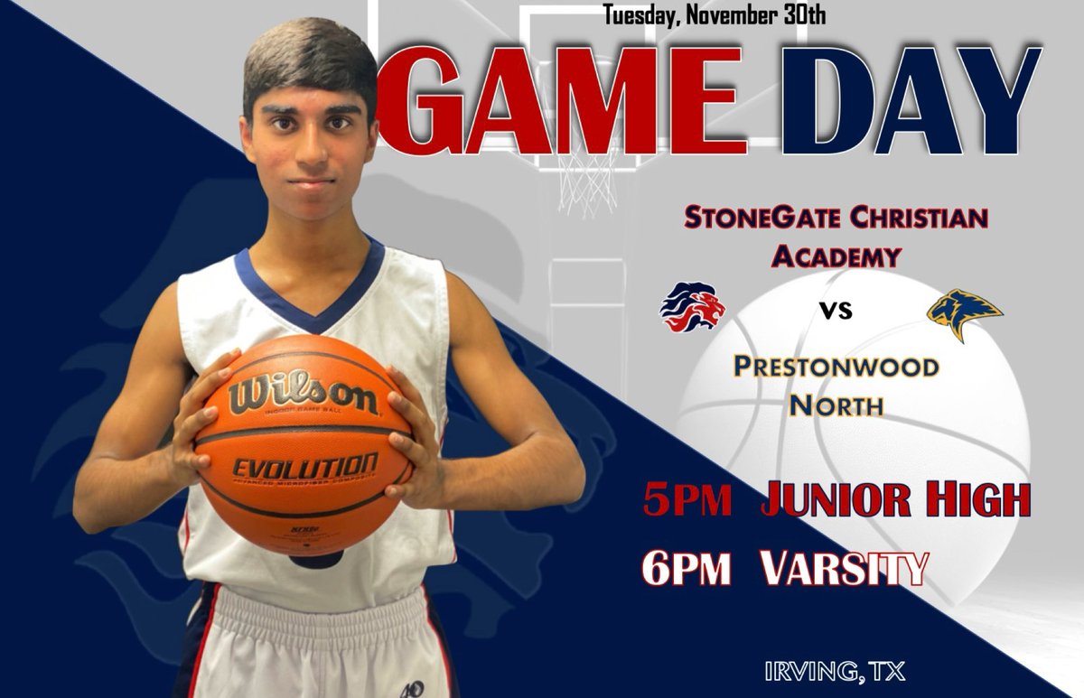 sgcalions's tweet photo. 🦁 𝐆𝐀𝐌𝐄 𝐃𝐀𝐘 🦁

Our Lions are 𝘉𝘈𝘊𝘒 in action this evening, as we host Prestonwood Christian Academy North!
Junior High kicks it off at 5pm
Varsity 6pm
SGCA Gym 🏀 

𝘚𝘌𝘌 𝘠𝘖𝘜 𝘛𝘏𝘌𝘙𝘌 !!!! 🙌🏼 https://t.co/qZhEPEj3S9