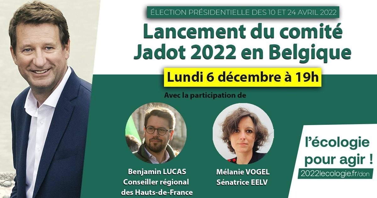 📢📢 Lancement du comité de soutien à <a href="/yjadot/">Yannick Jadot</a> en 🇧🇪 Venez nous rencontrer et échanger avec les porte-parole <a href="/Melanie_Vogel_/">Mélanie Vogel</a> et <a href="/Benjam1Lucas/">Benjamin LUCAS</a> 👉 RDV lundi 6/12 à 19h sur nos réseaux sociaux pour un live #Jadot2022 #lecologiepouragir