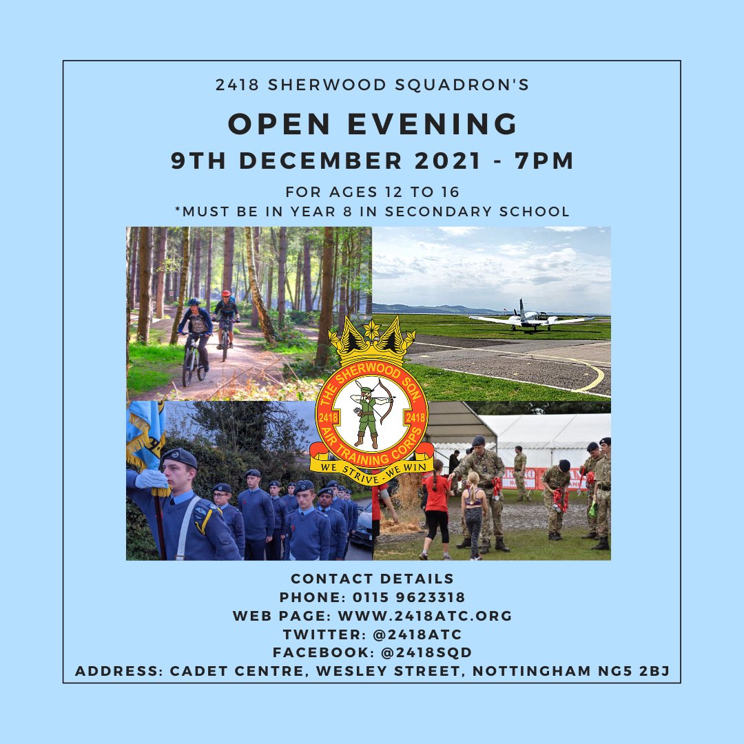 2418ATC's tweet photo. ATTENTION ALL! Get in contact to find out more about our intake night. #WhatWeDo #JCC221 #AirCadets #RAFAC https://t.co/1EDnggCUS1