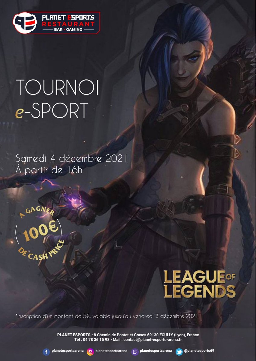 planetesports69's tweet photo. Voilà 1 mois que PlanetEsports a ouvert ses portes dans l’ouest Lyonnais, à cette occasion nous organisons notre premier tournoi League Of Legend ce samedi 4 décembre à 16h avec un CashPrice de 100 Euros (a partager entre les gagnants)

Bonne chance à tous ! https://t.co/uaFFmtqS9x