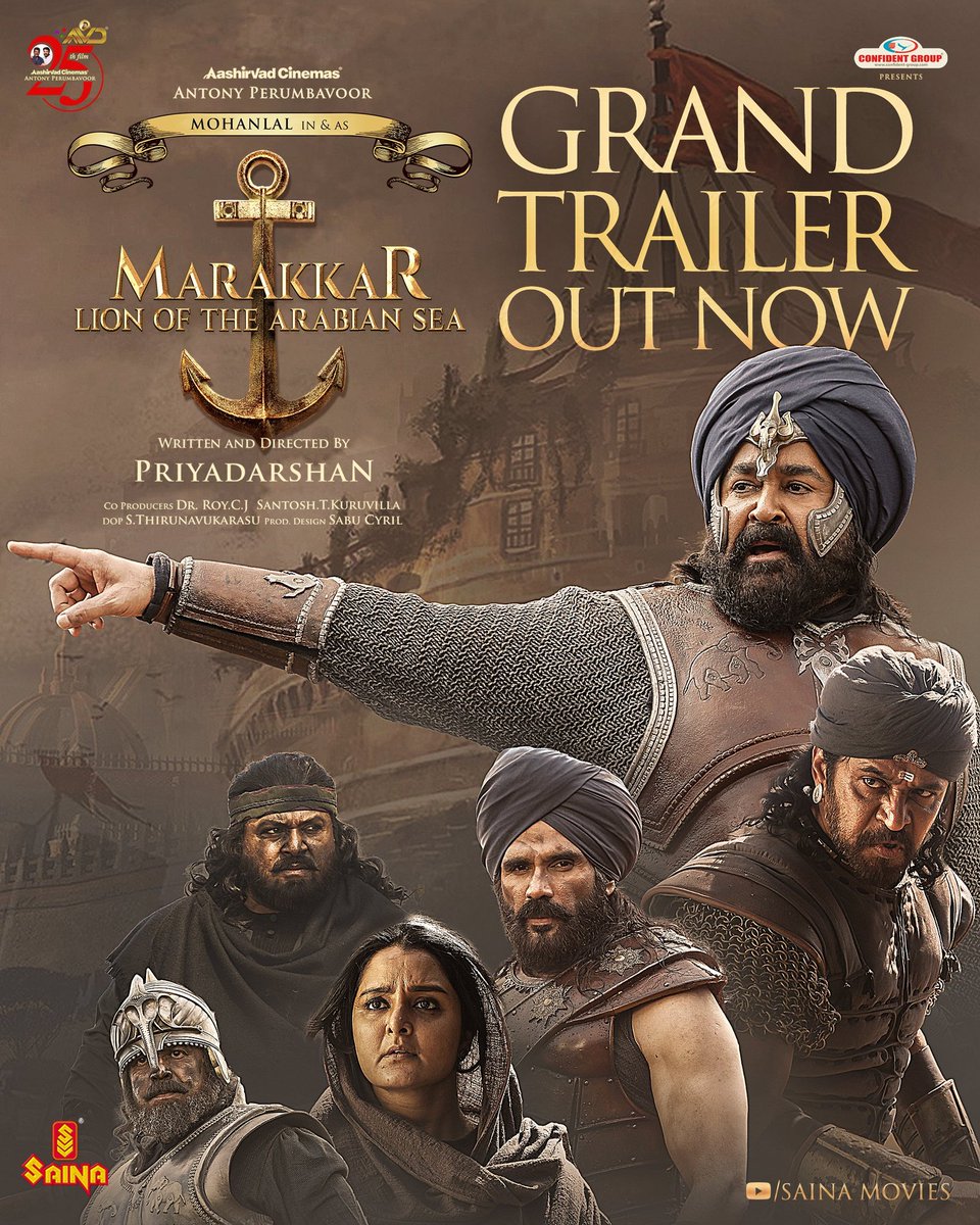 Amalpra21785911's tweet photo. Grand Release Trailer of #Marakkar - Lion of the Arabian Sea Out Now on Saina Movies
โถ https://t.co/wHSU4VGwjF
@Mohanlal @priyadarshandir @aashirvadcine
#MarakkarFromDec2nd #Mohanlal #Priyadarshan #SainaVideo https://t.co/IaGvKdLK8H https://t.co/LspFJId7q1