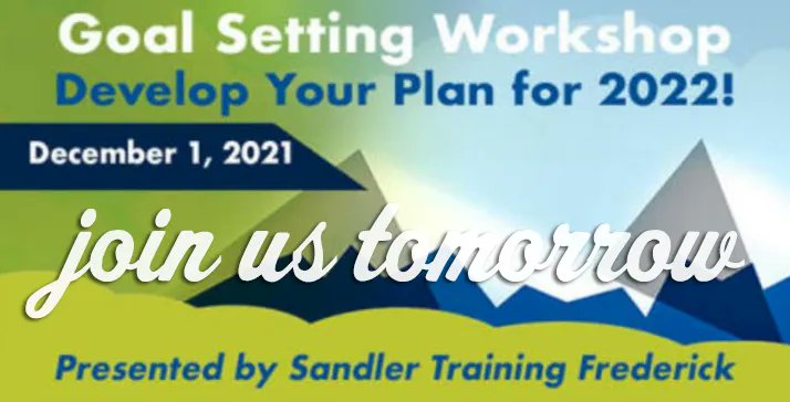 VanVansant's tweet photo. [LAST CHANCE] Make Sure to Register Our Upcoming Goal Setting Workshop!

Join Us TOMORROW - December 1st from 8:30am - 4:30pm and Develop a Growth Action Plan for 2022!

RSVP Here Today> https://t.co/bRMHR1DbiB

#goals #goalsetting #2022goals #sandlerfrederick https://t.co/9i1GHnlPw4