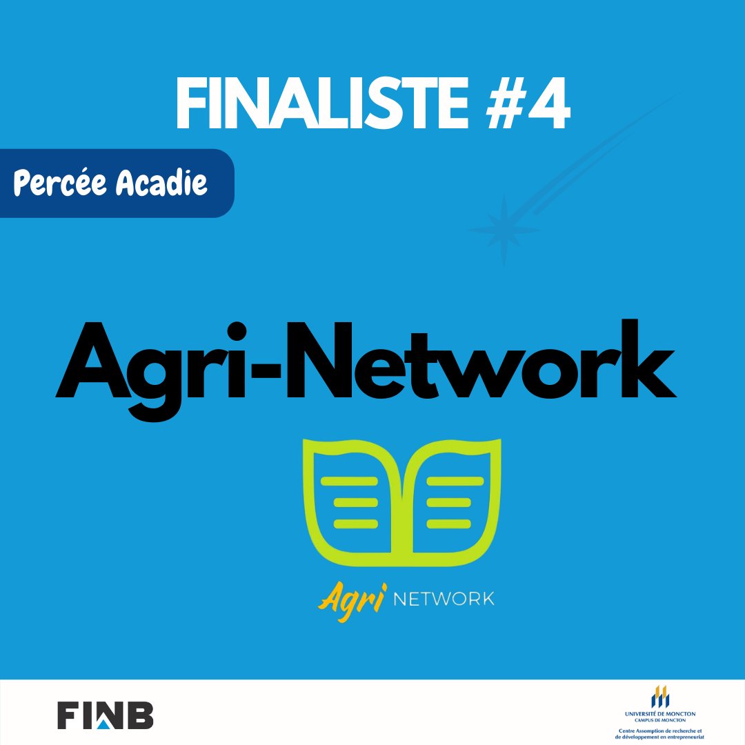 Le 4e finaliste est Agri-Network, composé de Rebecca Lavigne et Jean Pecos Ngoufo Neutchawo. 

Agri-Network vise à créer une application qui va mettre en contact les  les différentes entités du domaine de l’agriculture afin de faciliter leurs échanges.