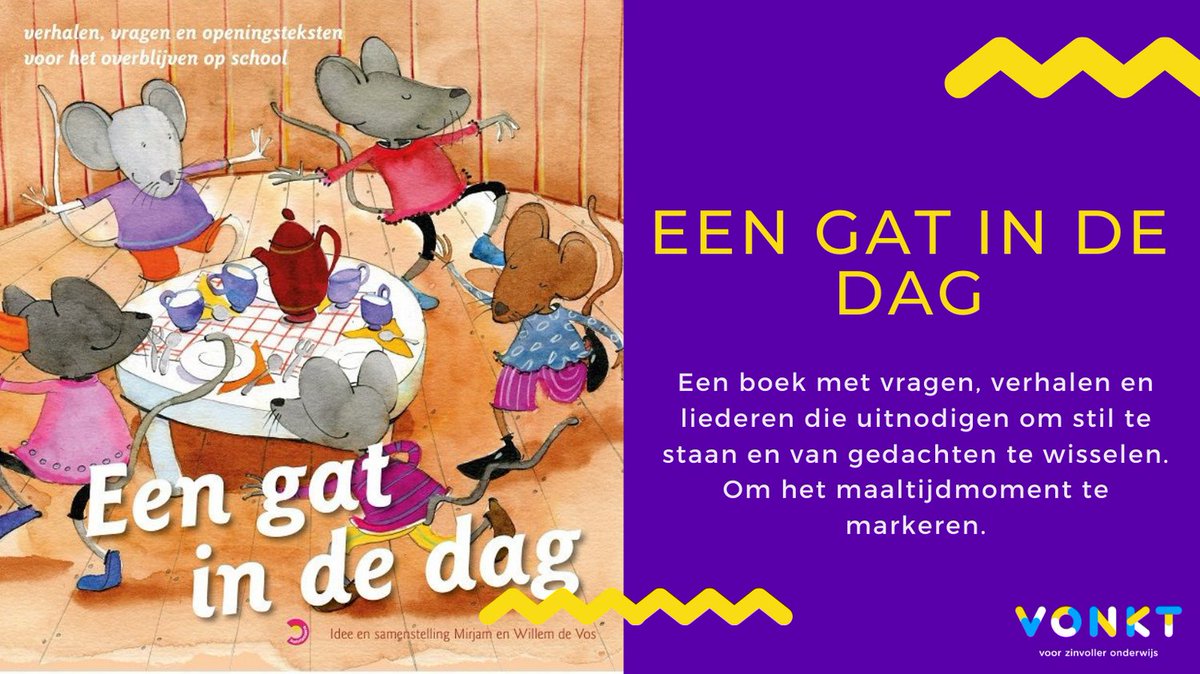 NIEUW in de LeVoBieb: Een gat in de dag. Met de komst van het continurooster is de lunchpauze een onderdeel van de schooldag geworden. In dit boek staan vragen, verhalen en liederen die uitnodigen om stil te staan, om het maaltijdmoment te markeren. Zie: levobieb.nl/document-detai…