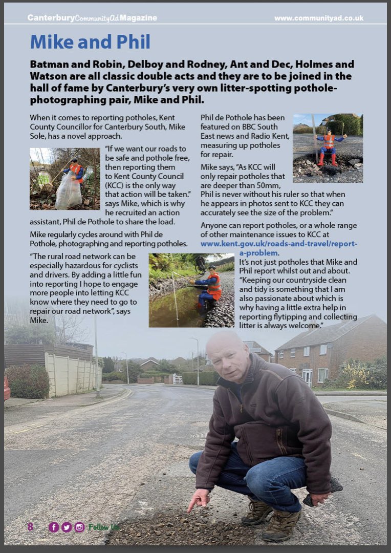 DePothole's tweet photo. Great to feature in #Canterbury Community Ad alongside @mikesole https://t.co/PAkcM7Iily
