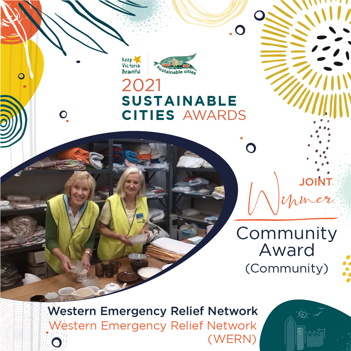 #KVBSustainableCities 2021 Awards Joint Winner Community (Community): Western Emergency Relief Network (WERN), ‘Western Emergency Relief Network (WERN)’
@BrimbankCouncil <a href="/HobsonsBayCC/">Hobsons Bay Council</a> 
@BrimbankCouncil <a href="/HumeCityCouncil/">Hume City Council</a> 
<a href="/MaribyrnongCC/">City of Maribyrnong</a> @morelandcouncil
<a href="/newscorpaus/">News Corp Australia</a> <a href="/theheraldsun/">Herald Sun</a>