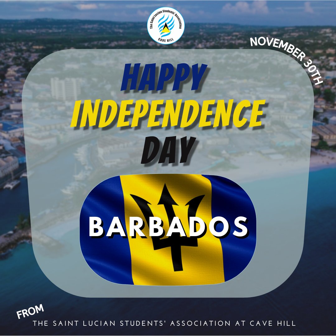 The St Lucia Students' Association at Cave Hill would like to wish both Happy 55th Anniversary of Independence and Happy Republic Day to the students and people of Barbados 🇧🇧🎉 

We hope the world's newest Republic continues to prosper ✨✨ 

<a href="/bsa_uwicavehill/">BSA Cavehill</a>