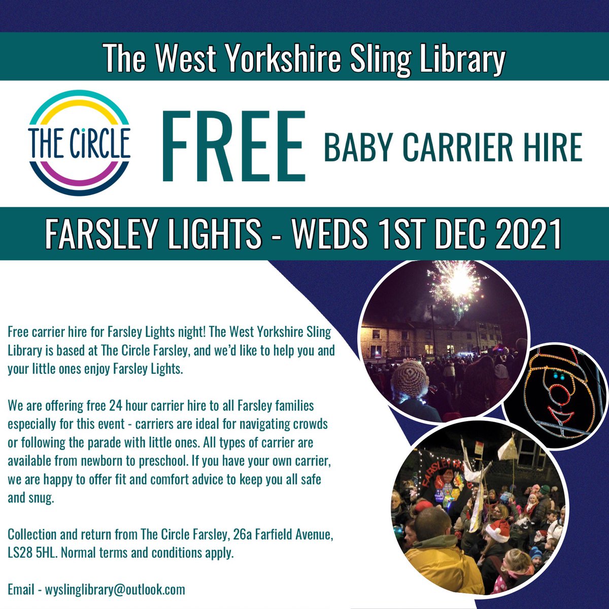 wyslinglibrary's tweet photo. Free baby carrier hire for #farsley families this week for the #farsleylights event tomorrow. @FarsleyMarket @farsleyvillage @farsleyweekend @farsleyfestival @rodleylife @StJohnsFarsley https://t.co/rvlN2qh1AK