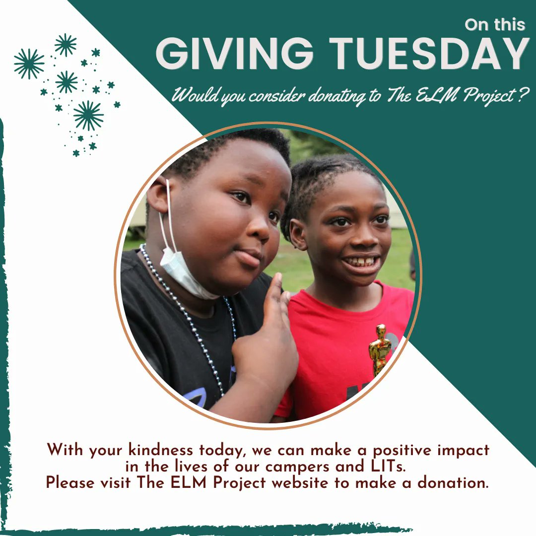 elmproject's tweet photo. To donate to The ELM Project, please visit us at: https://t.co/vv6KRdZqdb
#GivingTuesday #TheELMProject #CampAmeriKids #Camp #cChronicIllness #NonProfit #WeLoveOurDonors https://t.co/Zy7RGsMOeB