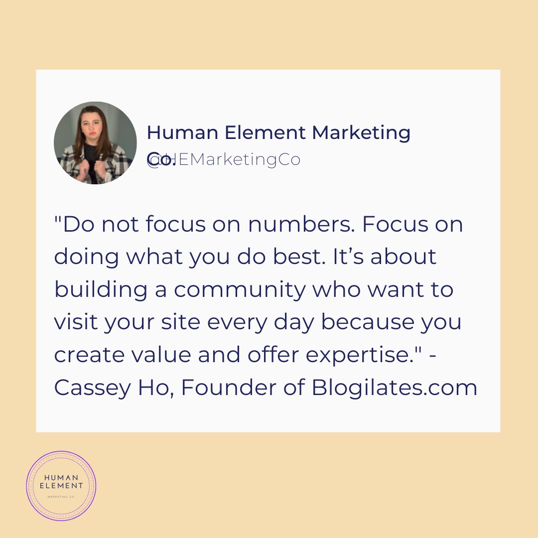 HumanElementMa1's tweet photo. "Do not focus on numbers. Focus on doing what you do best. It’s about building a community who want to visit your site every day because you create value and offer expertise." -Cassey Ho

#smallbusinesstips #supportsmallbusiness #kysmallbusiness https://t.co/SsDWkRqKMq