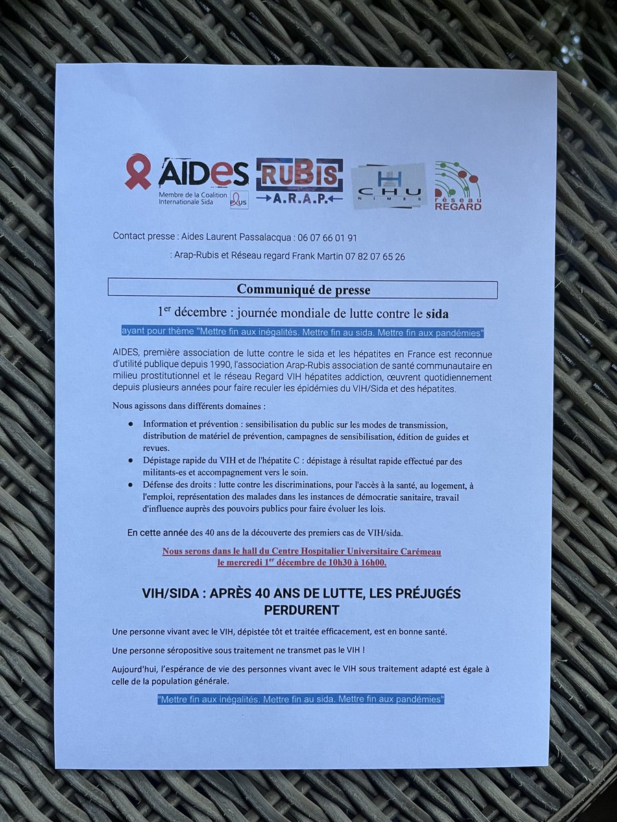 ArapRubis's tweet photo. Communiquer 1 er décembre #JournéeMondialeDeLutteContreLeVih #Vih #Prévention #Trods #LutteContreLesDiscriminations #Dépistages #40ans #Traitements #Lutte #Ensemble https://t.co/MZbWuweq4q