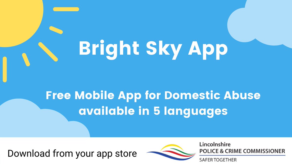 OPCCLincs's tweet photo. The Bright Sky app provides support for anyone in an abusive relationship or those concerned about someone they know

It is a free, secure tool that provides information and enables users to keep a record of incidents.

Download here: https://t.co/MM57tfrUNz

#16DaysOfAction https://t.co/XtyOITAAku