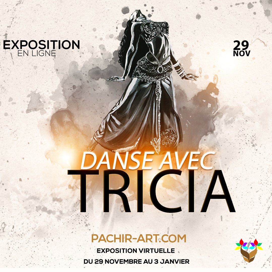 pachirart's tweet photo. Pour finir l'année en beauté nous vous proposons une exposition de notre talentueuse artiste Tricia. 
Dans cette exposition « Danse avec Tricia », entre Europe et Afrique elle nous entraîne dans un voyage exotique, sensuel et féérique.
https://t.co/sdr7IPtrfq
#art #expo #danse https://t.co/W153GKcGE0