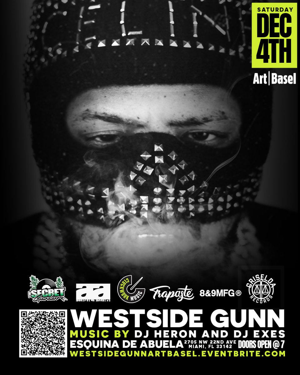 DJ_HERON's tweet photo. Don't Forget - @WestsideGunn Live For Art Basel #Miami #EsquinaDeAbuela w Music from @Dj_Heron & @DjExes1
Saturday 12.04.21 https://t.co/z24ZGGSXb6 @AddictiveAffair @clockworkmusic @8an9 #trapste #griselda #gfxr #westsidegunn #flygod - https://t.co/1yiOWTFXtw https://t.co/1Vz7lxrPrd