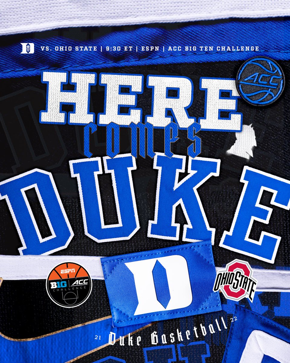 DukeMBB's tweet photo. GAMEDAY at Ohio State‼️ 

⏰ 9:30 PM ET
📺 ESPN 
📍Schottenstein Center

#HereComesDuke ⚫️😈 https://t.co/PtRdfN7zZy