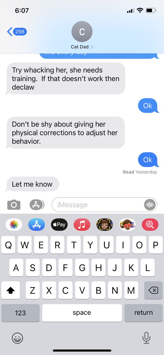 MrLeonardKim's tweet photo. @friarpark @aprilbaby50 I don’t know. My friend told me to get her declawed. The guy I got her from said this……………… whack her??? Really??? That’s like more abusive. https://t.co/VVb2W1Sdni
