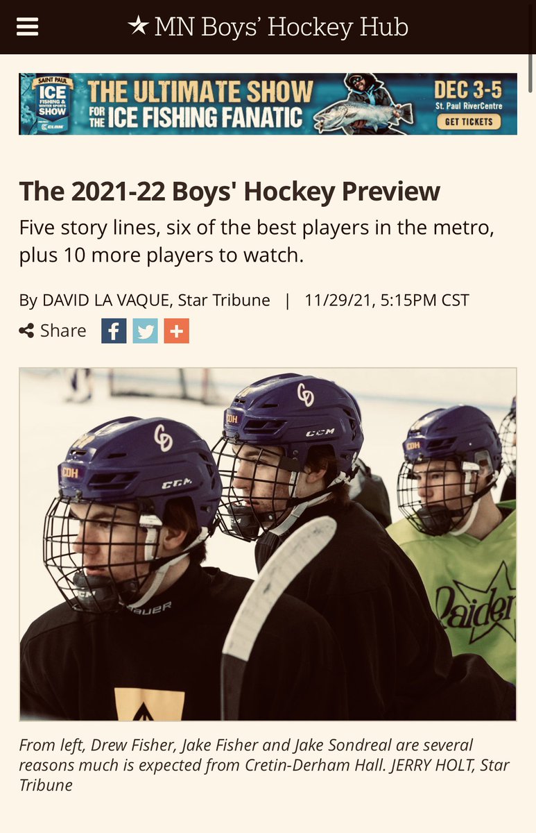Congrats <a href="/drewfisher22/">Drew Fisher</a> for his <a href="/StribSports/">Star Tribune Sports</a> <a href="/mnhockeyhub/">MN Hockey Hub</a> All Metro Team selection. Also congrats to <a href="/markobelak30/">Marko Belak</a> for honorable mention. #LetsGo <a href="/cdhhockey/">CDH Raiders Hockey</a> @MAPSouthHockey mnhockeyhub.com/news_article/s…
