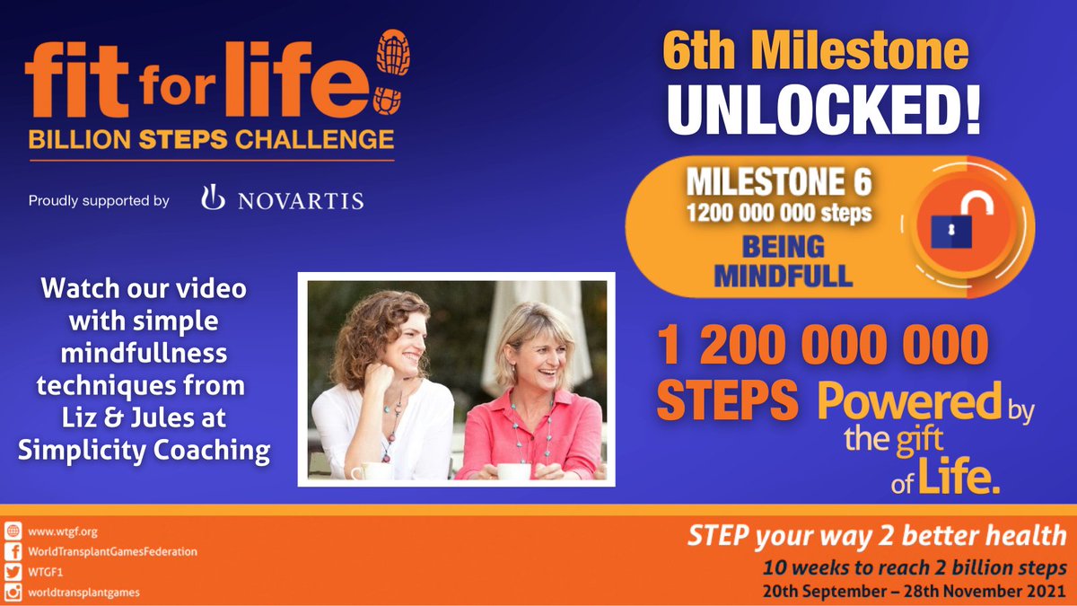 WTGF1's tweet photo. Unlocking our last Milestone: Being Mindful in the #billionstepschallenge, with over 1 200 000 000 steps collectively walked. We share a simple #Mindfulness video with techniques on how to bring thoughts into the present moment π https://t.co/Yk3FQhvrlX
#poweredbythegiftoflife https://t.co/DcY0WrxcnN