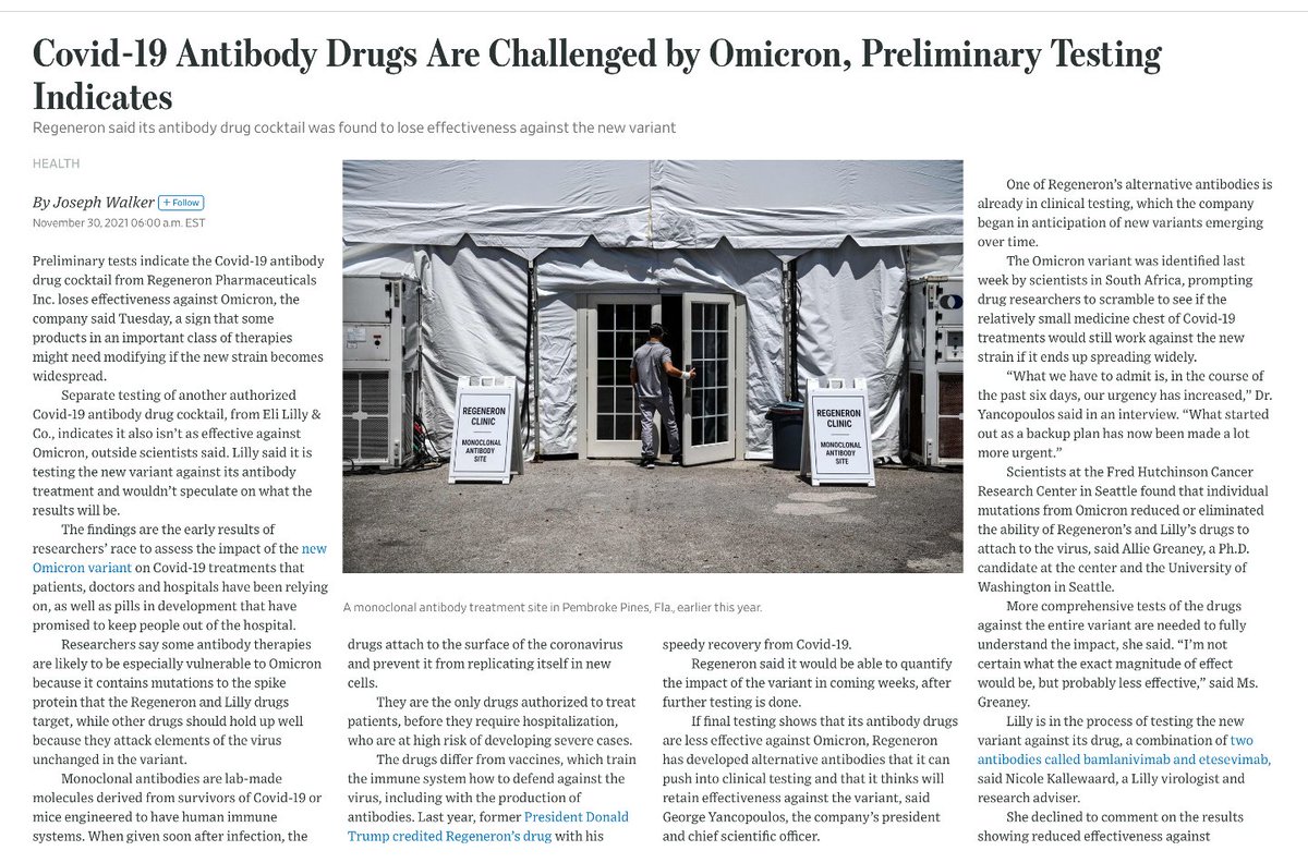 The antigenic drift posed by Omicron, more substantial than Beta, will likely affect the immune response. But there are many ways to counter
—High, broader neutralizing antibodies (3rd dose💉)
—Omicron-specific &amp; pan-sarbecovirus vaccines 
—Pills, activity independent of variants