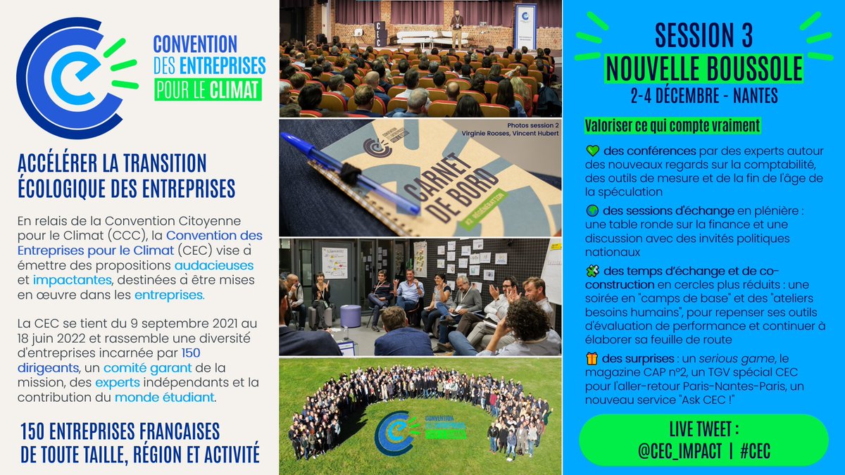 CEC_impact's tweet photo. Et si on valorisait ce qui compte vraiment ? 150 entreprises en quête d’une nouvelle boussole 🧭

#CEC Session 3, Nantes, 2-4 décembre > la nouvelle mesure de la #performance 📊

🔔 Suivez le live tweet > #CEC

#comptabilite #finance #ISR #transitionecologique #RSE https://t.co/FqZjjBaMtU