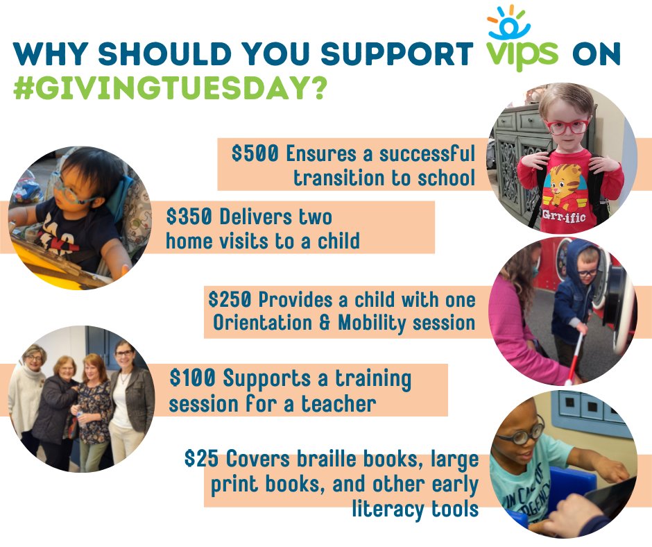 VIPSorg's tweet image. Happy #GivingTuesday!  Want to make a difference in the life of a child who is blind or visually impaired? Donate to VIPS! secure.vips.org/np/clients/vip…