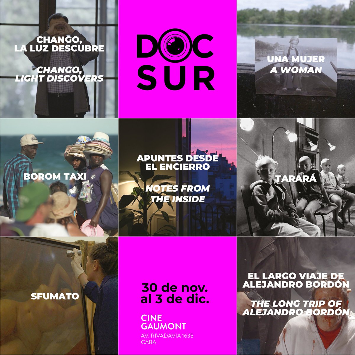 CineGaumont's tweet photo. De 30 de noviembre al 3 de diciembre, DocSur, el nuevo espacio en @ventanasur para películas documentales latinoamericanas en etapa de postproducción, presenta una muestra de 7 títulos en el @CineGaumont.
#CineGaumont #DocSur https://t.co/N3jSMHGZFU