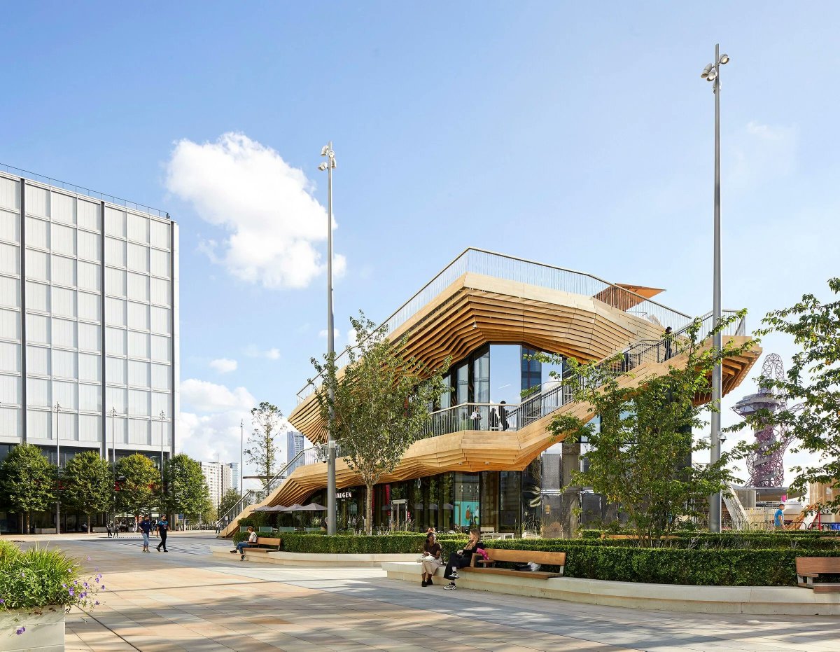 Archello's tweet photo. Stratford Pavilion by ACME features an ultra-lightweight and sustainable timber construction concept  https://t.co/uE5kjhWzi2 https://t.co/AAuFeBajiK