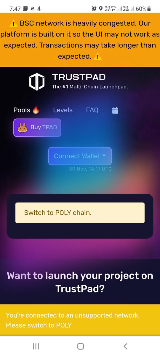 aravind4u06's tweet photo. @TrustPad change to polychain in claim page is inactive unable claim Orare token using trust wallet. https://t.co/YkqAVzGlLX