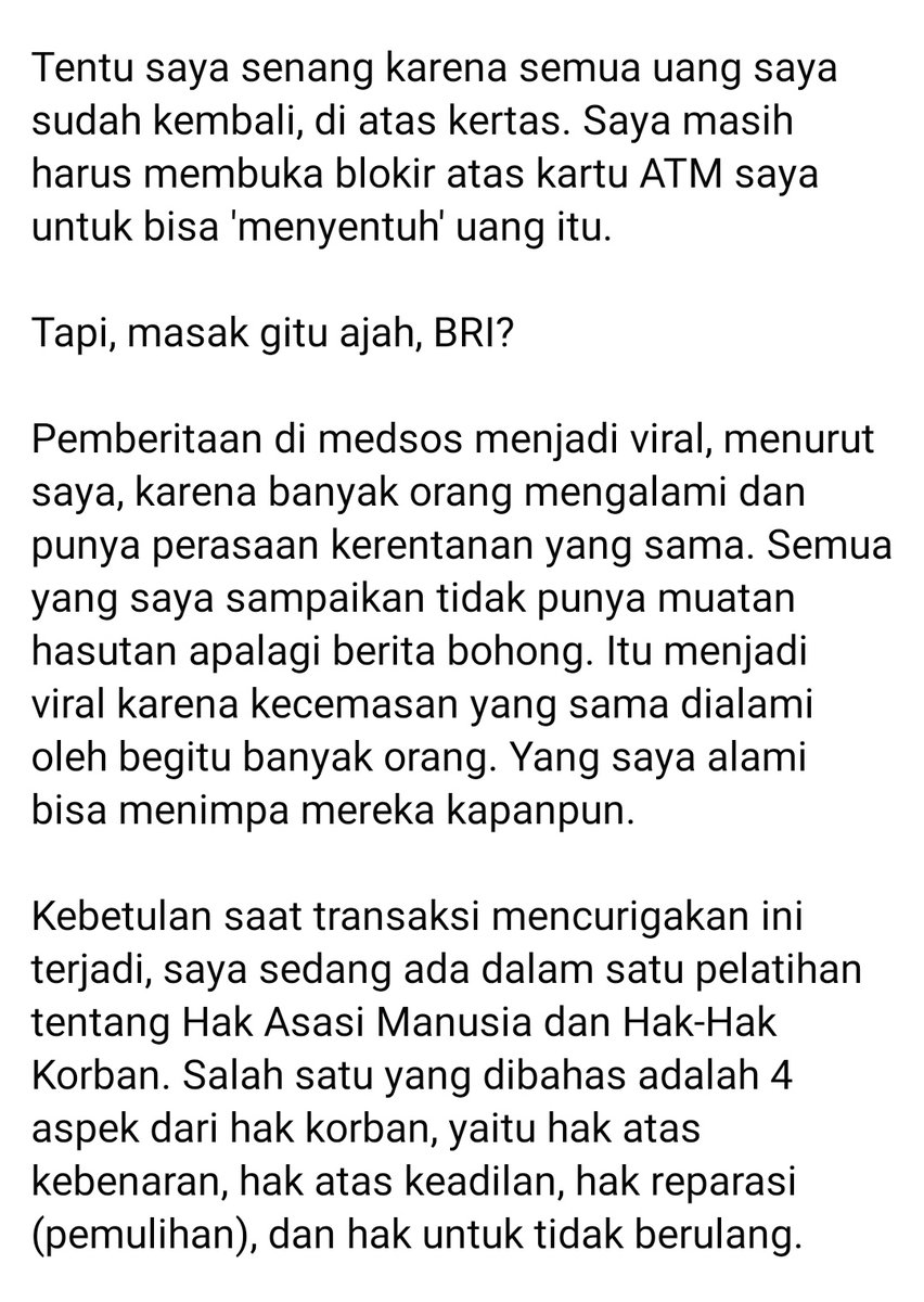 fahrisalam's tweet photo. [UPDATE] Uang Marsen Sinaga sudah dikembalikan. Marsen sudah print-out buku rekening. Rp38,4 juta sudah masuk, tapi dia belum bisa menutup rekening karena kartu ATM masih diblokir.

Note: Marsen diminta utk hapus postingan (yg viral) &amp; mengucapkan terima kasih 🤪

1 https://t.co/fCVkaCf9X0