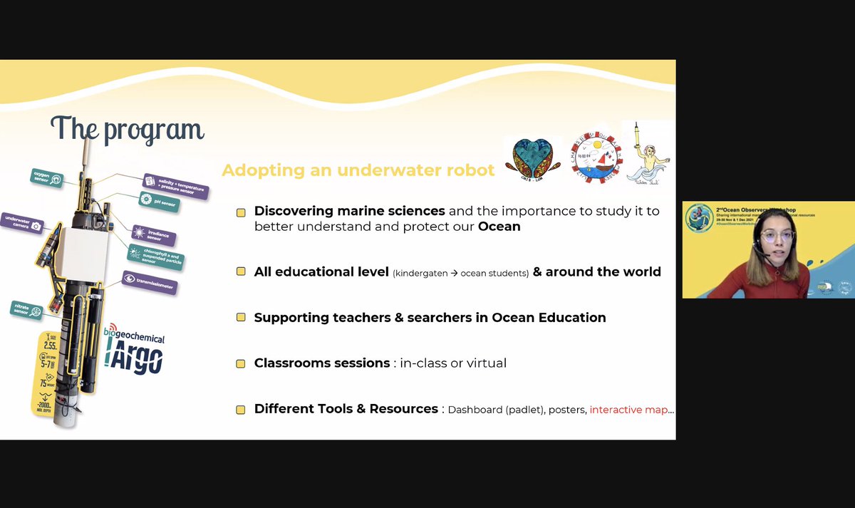 AdoptaFloat's tweet photo. Yesterday, #Science #Outreach officer Manon Audax @CultureOcean @IMEV_mer @LovLabo gave an overview of the #OceanEducation program and its pedagogical resources & tools 🧑🏼🎓
#ProfilingFloats #ClimateChange #OceanObservation #OceanExploration #OceanSciences https://t.co/qxfK6OSbaZ