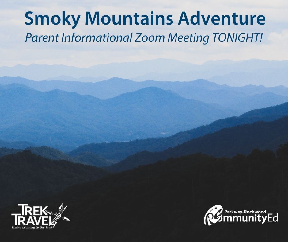 ❗ Attention Rockwood 5th Grade Parents! Want to learn more about the Smoky Mountain Adventure trip? Join us TONIGHT at 6:30 p.m. for an optional zoom meeting to get more information. Learn more: bit.ly/3pgX3N0