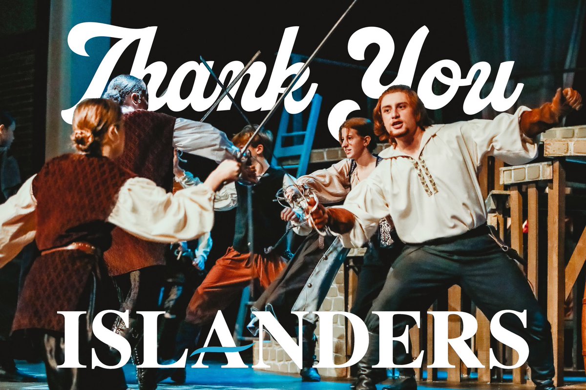 DLSTheatre's tweet photo. Islanders, The Three Musketeers wouldn’t have been a success without you. Thank you to everyone who supported our original adaptation. We have the best audiences, full stop. We’ll see you again in 2022. #allforone2021 #100yearsofdelasalletheatre https://t.co/5dcWfnwoy5