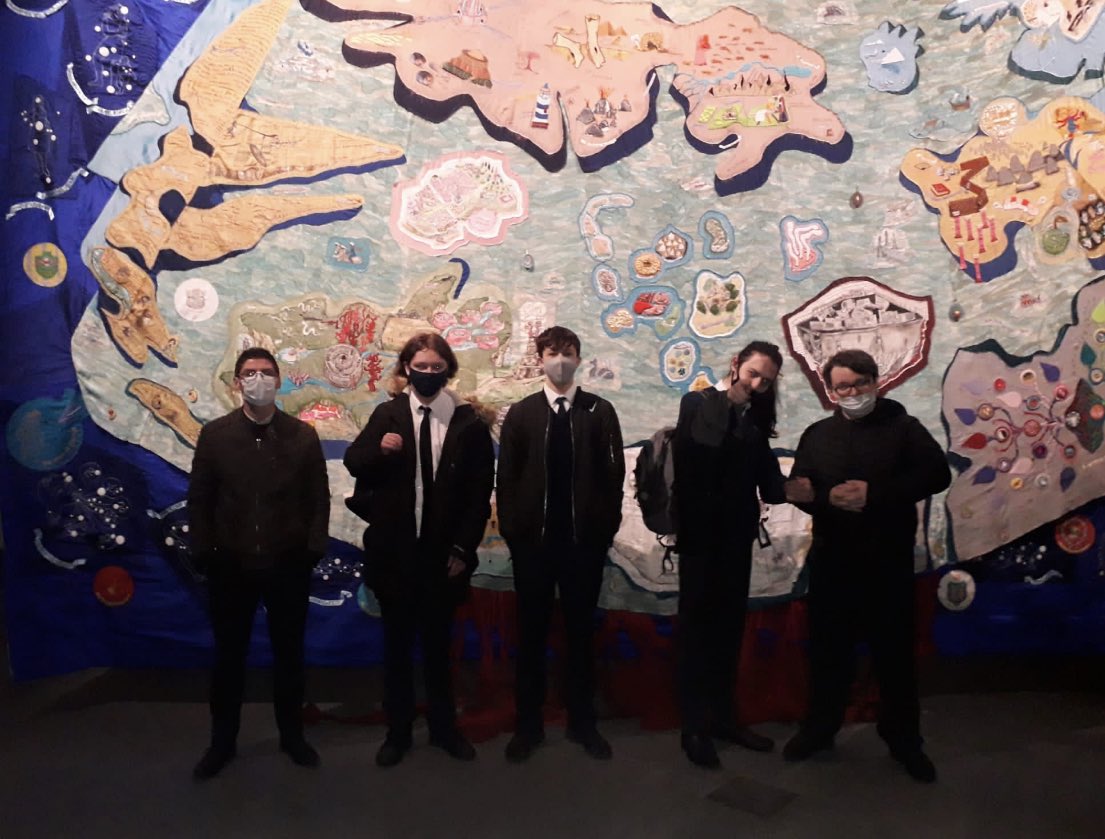 GreenhillsColl's tweet photo. 6th Year History and Art trip to @RuaRed South Dublin Arts Center, Tallaght. The students viewed 'The Map' which is a collaboration between the artists Alice Maher and Rachel Fallon. It was wonderful to see the work and get a talk about it. #RuaRed #AliceMaher #RachelFallon https://t.co/ncnnQYc0qC
