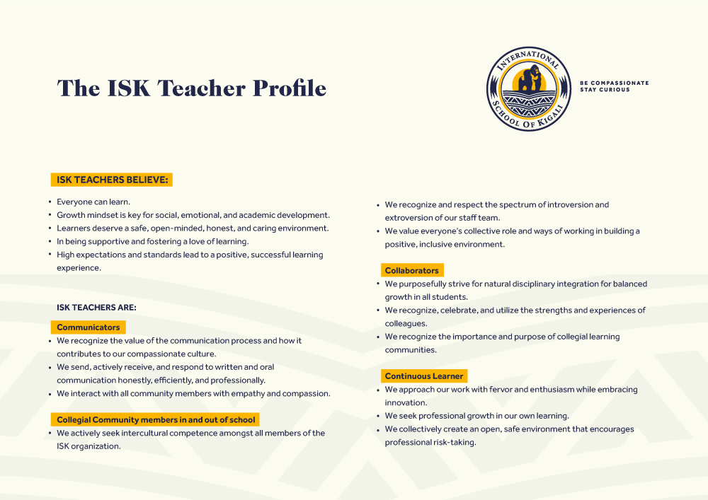 International School Of Kigali on X: As the ISK brand grows, we aim to  keep a consistent educator profile. #BeCompassionste #StayCurious #ISK2021   / X