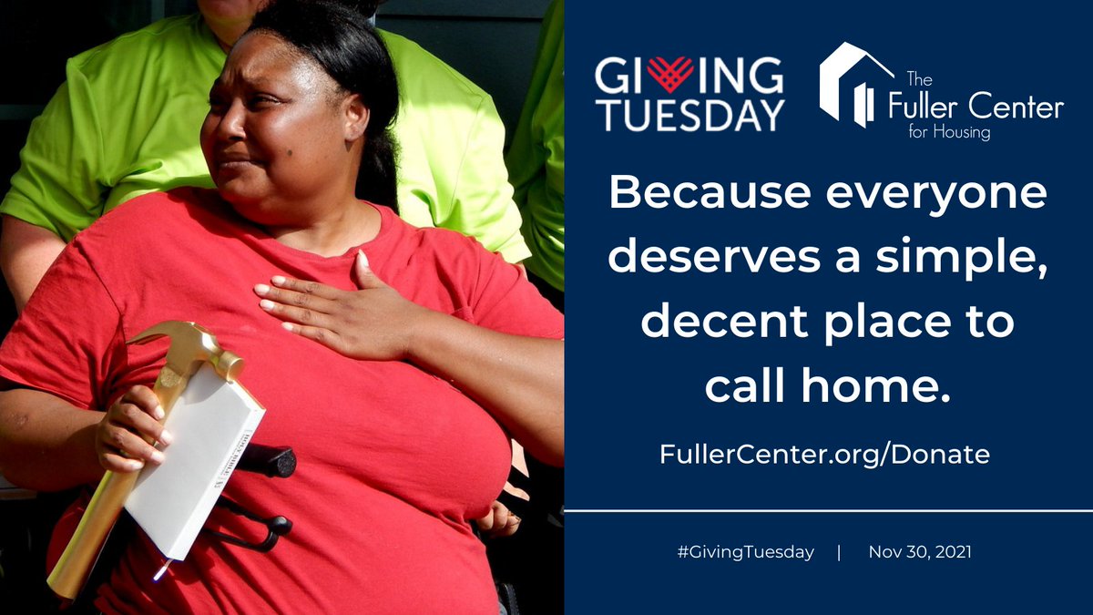 You can give this <a href="/GivingTuesday/">GivingTuesday</a> at FullerCenter.org/Donate or Facebook.com/FullerCenter