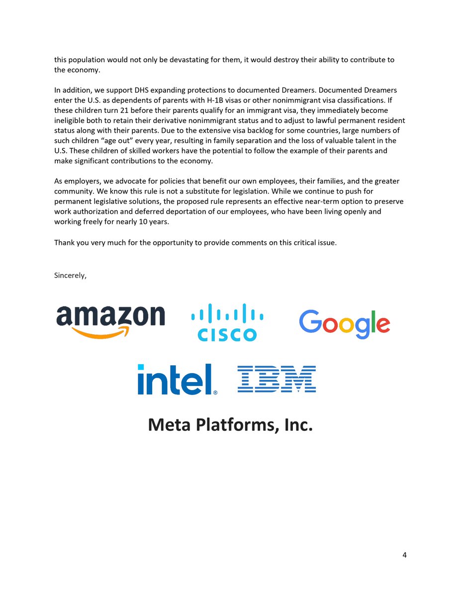 At Amazon, we believe that building a culture of inclusivity is a critical driver of the success of our employees and our company. DACA recipients help us innovate on behalf of customers and are a critical part of our diverse workforce. Read our joint filing to <a href="/USCIS/">USCIS</a> ⬇️