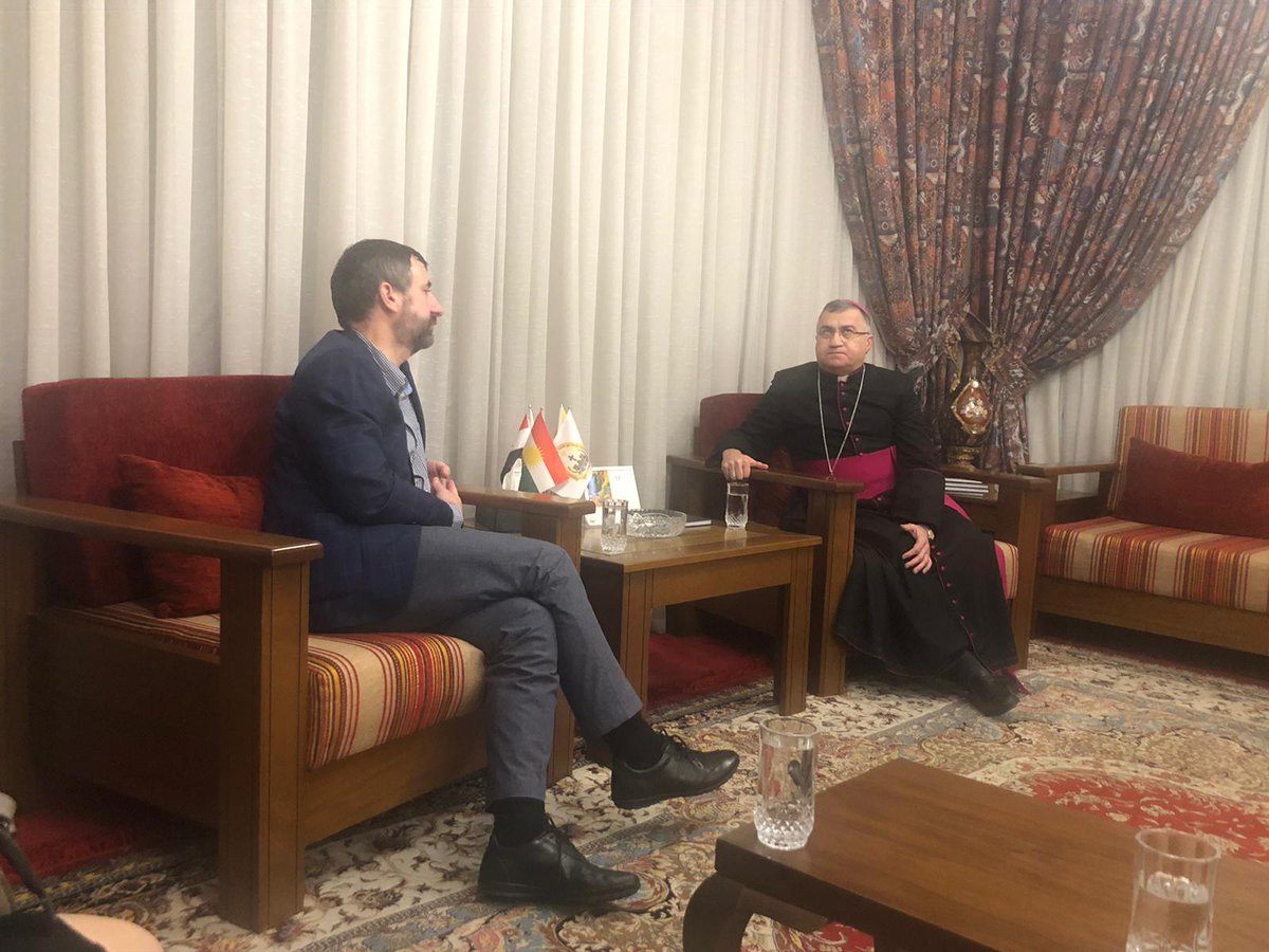 CZBaghdad's tweet photo. Our Ambassador Mr. Petr Štěpánek met with His Excellency Mr. @bishopwarda, Chaldean Catholic Archbishop of #Erbil. https://t.co/z7nvMGcd6W