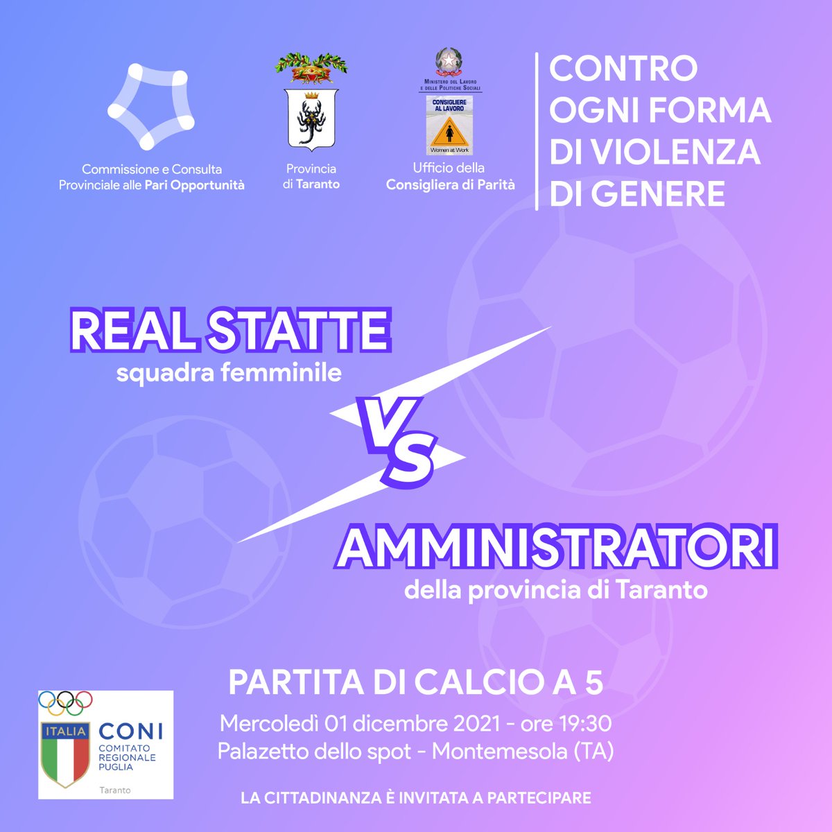ProvinciaTA's tweet photo. Una partita di calcio a 5 per dire STOP! alla violenza contro le donne https://t.co/47Z7AMKy20 https://t.co/fbE1cc9KSi