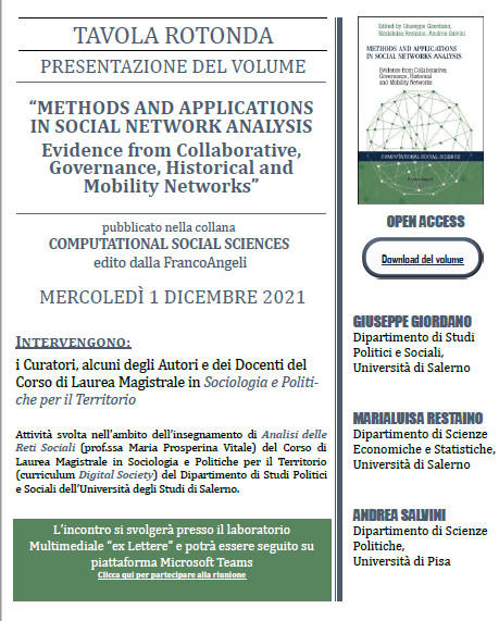 ETeorie's tweet photo. New!!
📍 Presentazione del volume 
 "Methods and Applications in Social Network Analysis"
📅 Mercoledì 1 dicembre 2021
#SNA #SocialNetworkAnalysis #RetiSociali
https://t.co/UCJXAjsctN https://t.co/2x4x3SXZoj