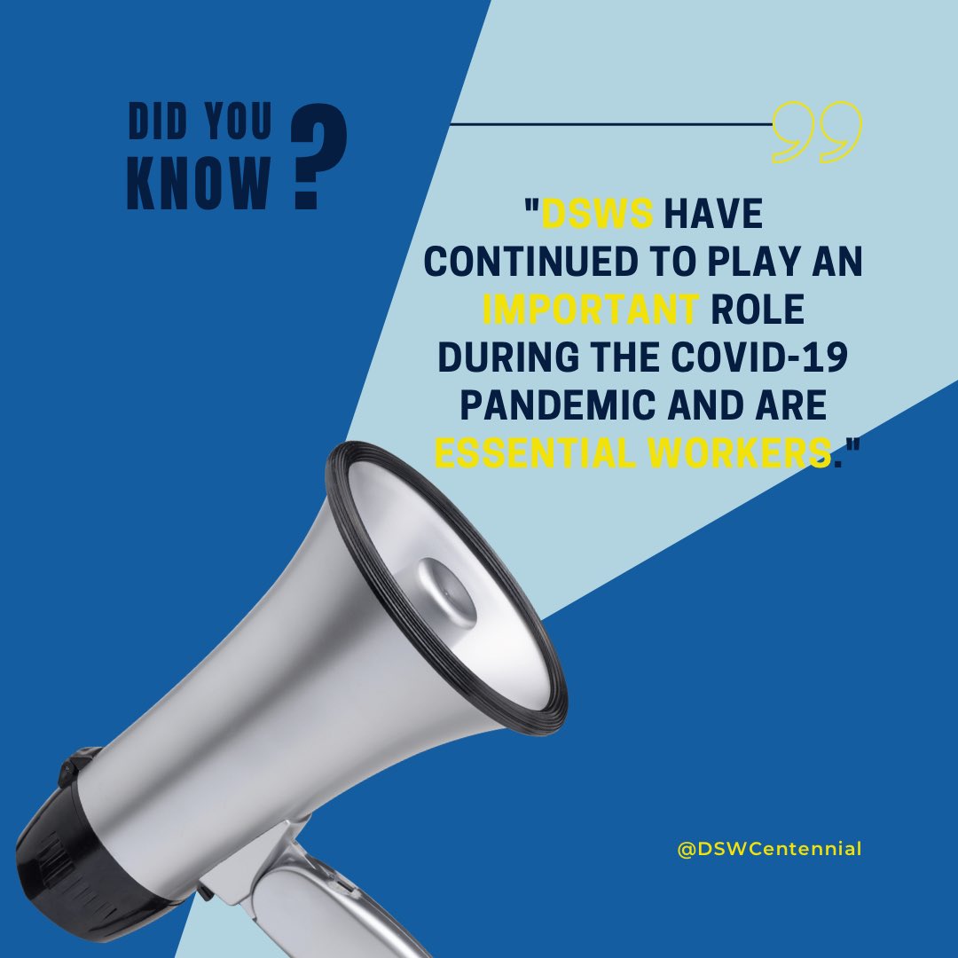 #TuesdayFunFacts!! Did you know that DSWs are essential workers and have continued to play an important role during the COVID-19 pandemic? 

#DSW #DevelopmentalServicesWorker #SRV #ValuedSocialRoles #CentennialCollege #DisabilityAdvocate #DevelopmentalServices