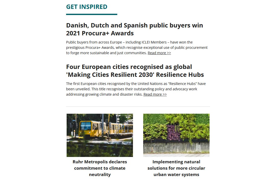 ICLEI_Europe's tweet image. 🍂🗞️Our November  e-newsletter is here! Check out the latest #UrbanSustainability updates, opportunities &amp;amp; news at: mailchi.mp/f51da208698a/e…

Stay in the loop ➡️ subscribe to our monthly updates (+ quarterly topical news blasts) at📢 iclei-europe.org/newsletter