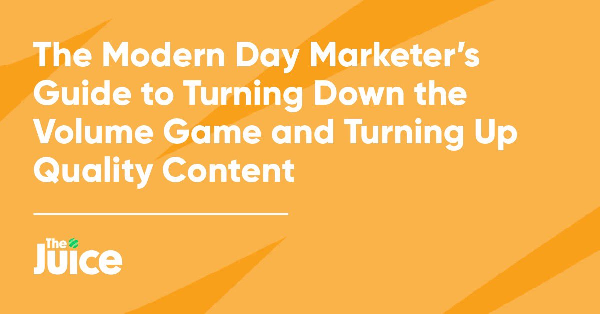 I love content collaborations. 

The topic: quality vs. quantity content

Instead of sharing my hot takes on it I’ve facilitated an incredible group of Modern Day Marketers to share their thoughts. 

Enjoy. I learned a ton. 🧃

thejuicehq.com/blog/the-moder…