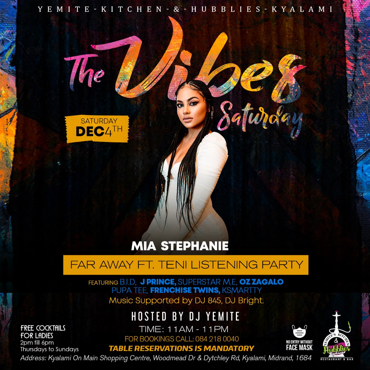 Yemitekitchen's tweet photo. We have @TeniEntertainer on Saturday #thevibessaturday  📍Kyalami on main shopping centre https://t.co/xjVg6DqLsD