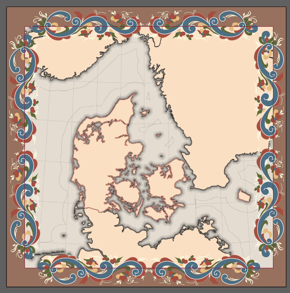 DanielPWWood's tweet photo. Folks! I've been absent from my own challenge. My apologies. Here's the mostly completed Rosemaling detail around the border of my #SlowMapChallenge map. https://t.co/RdAmvGNp7N