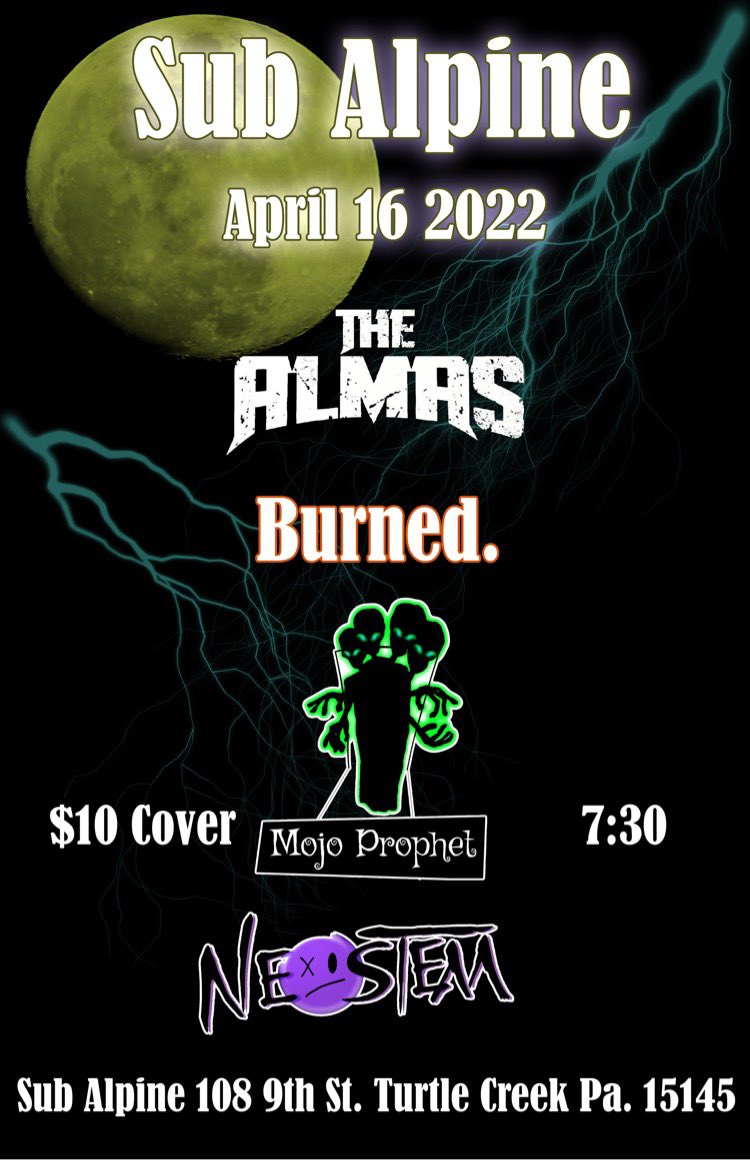 NeostemBand's tweet photo. Another show announcement. 2022 is lining up to be a busy and fun one!
#livemusic #rockmusic #supportlocalmusic #pittsburghmusic https://t.co/HKYoa7dWR0
