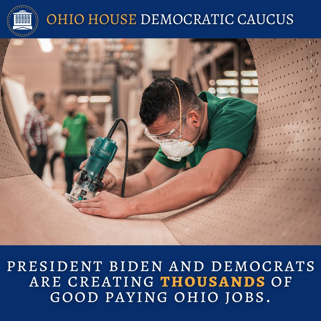 OHHouseDems's tweet photo. President Biden and Democrats are making investments in an infrastructure built for the future, one where every Ohioan can get to work, go to school and earn a living. #WeWorkForYou #OhioPromise https://t.co/4Oa7qPnSdh