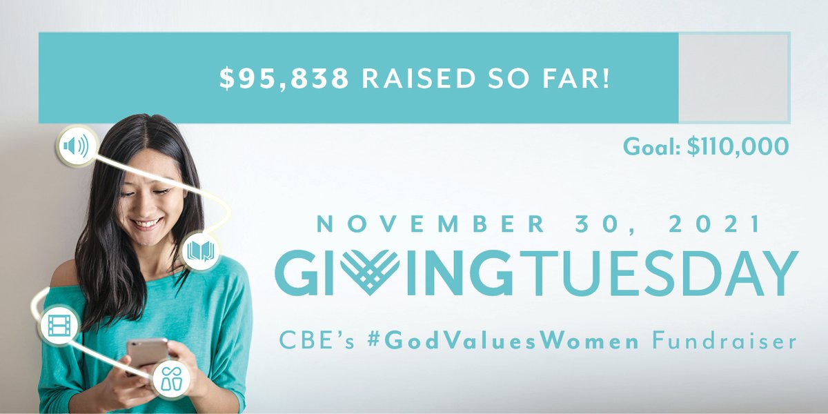CBEInt's tweet photo. There's still time. We’re 87% there! Help us reach our $110,000 goal and support readers like this: "I'd grown up under a complementarian view of female/male relationships, so when I was introduced to CBE, it revolutionized my world!" #GodValuesWomen https://t.co/viuKfWSJ3K https://t.co/B6AC8a0mXE